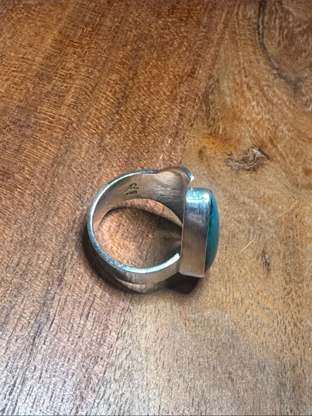 Handcrafted Turquoise Statement Ring 950 silver 10.75